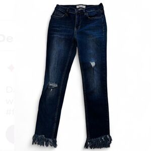 We The Free Dark Blue Frayed Hem Jeans